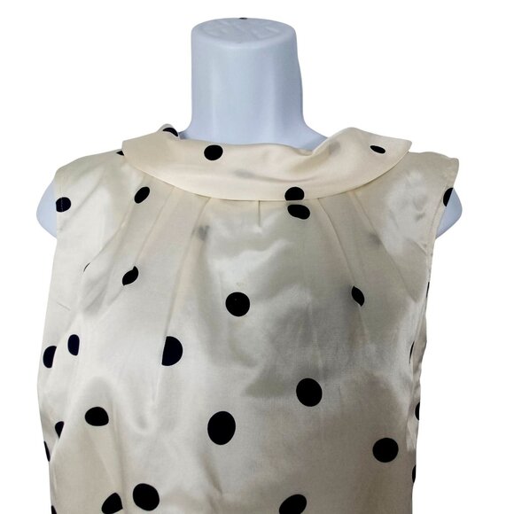 Talbots Chic Holiday Ivory/black Polka Dot Cowl Neck Silky Women Lg Y2K Vtg - Picture 6 of 12